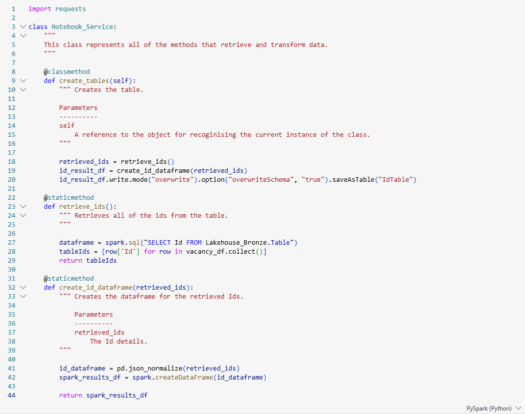 Notebook service class